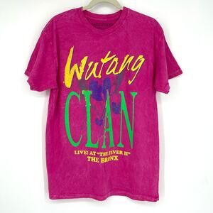 Wu-Tang Clan Live At The Fever II The Bronx T-Shirt Hot Pink Acid Wash Large